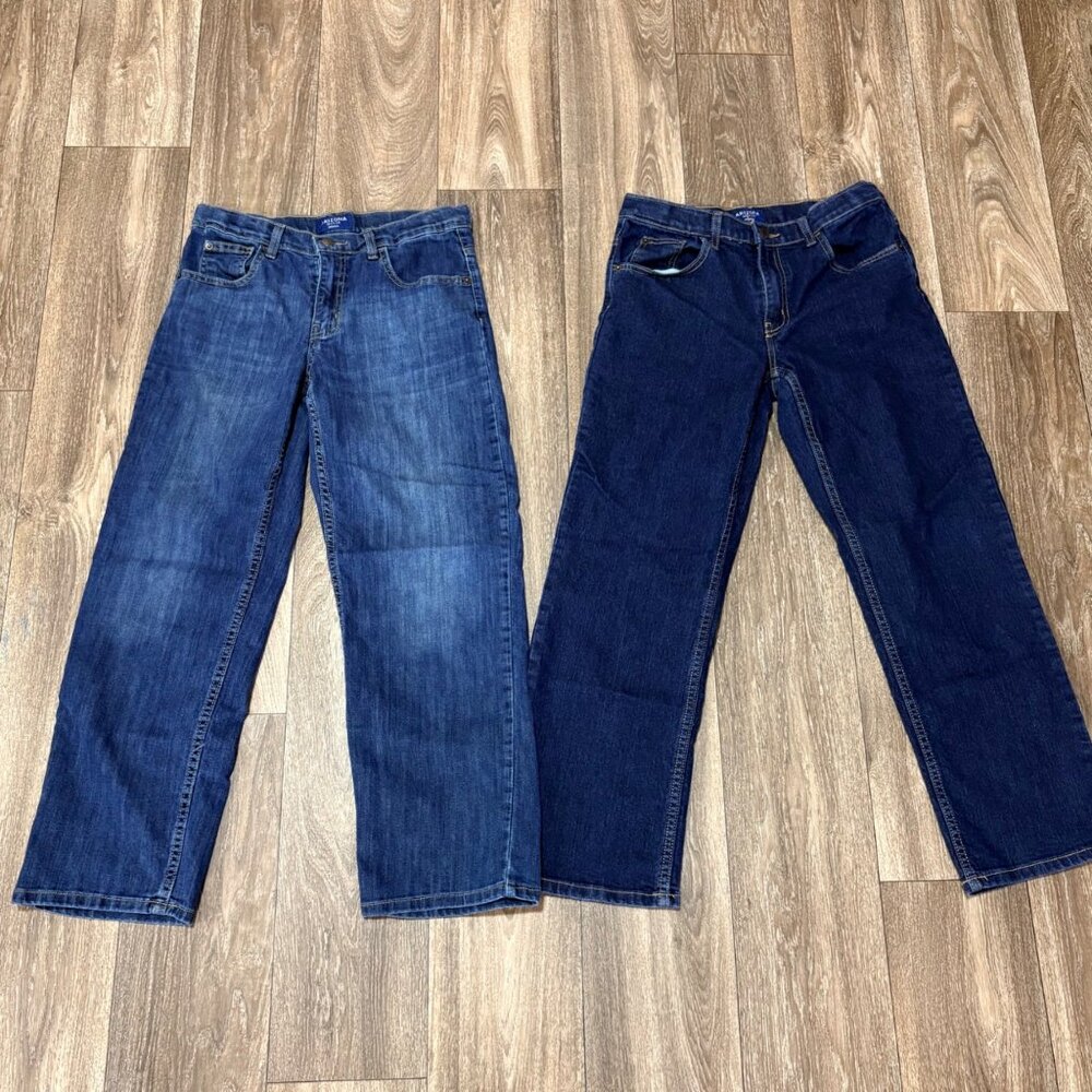 ARIZONA JEANS BOYS YOUTH SIZE 14 HUSKY BUNDLE 2 JEANS ADJUSTABLE WAIST BLUE
